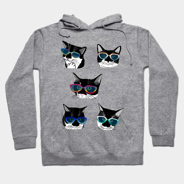 Cute Tuxedo cat in glasses  Copyright TeAnne Hoodie by TeAnne